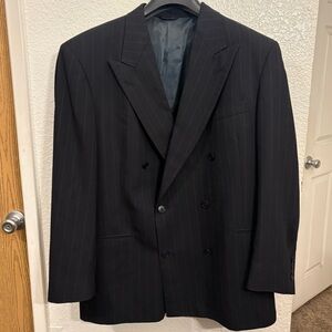 Vintage Perry Ellis Double Breasted Pinstripe Suit Jacket